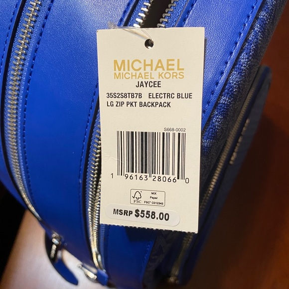 NWT! Michael Kors Backpack 16x13x6 royal blue - Picture 7 of 8